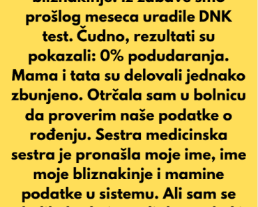 Bliznakinje smo i uradile smo DNK ali rezultat je pokazao pravu istinu… Bliznakinje smo i uradile smo DNK ali rezultat je pokazao pravu istinu…